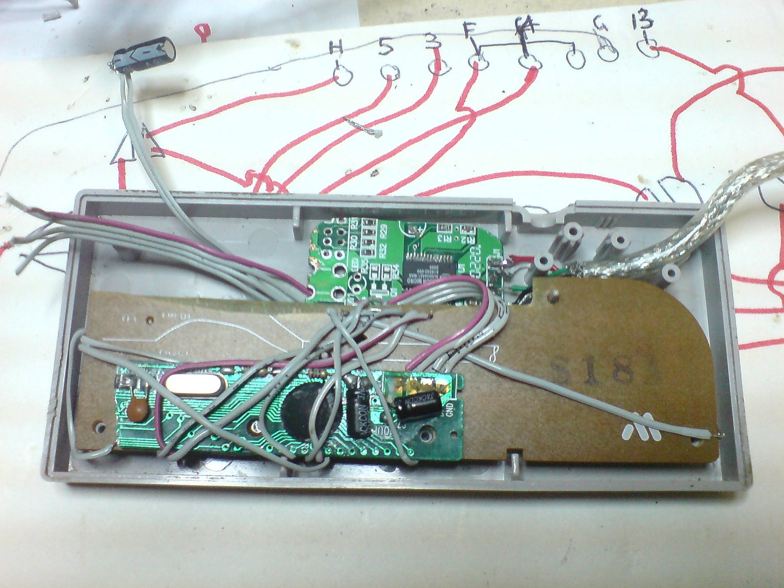 All components fitted inside the NES controller shell